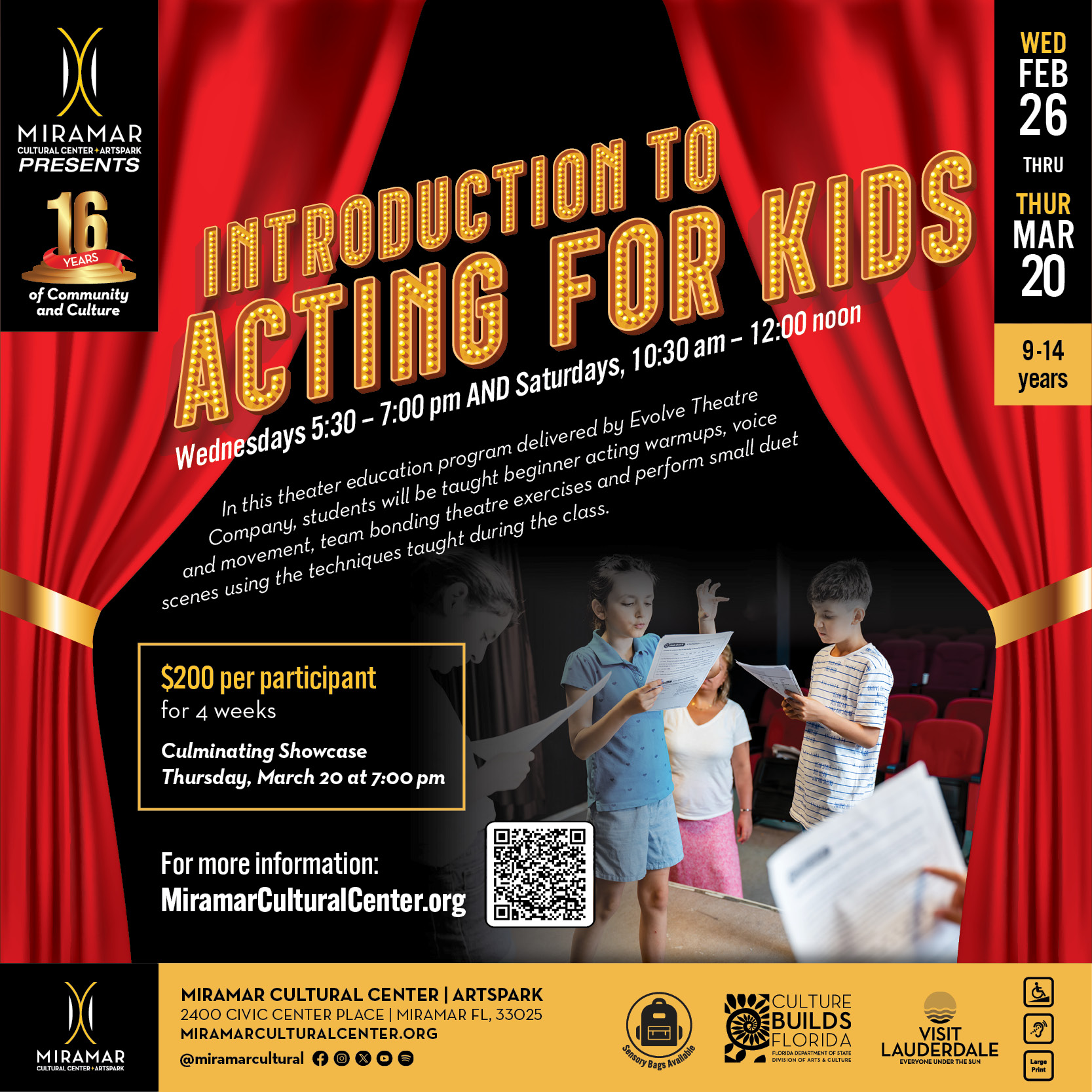 Flyer promoting intro to acting class